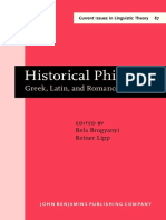 (Current Issues in Linguistic Theory 87) Bela Brogyanyi, Reiner Lipp - Historical Philology_ Greek, Latin, and Romance. Papers in honor of Oswald Szemerényi II-John Benjamins Publishing Company (1992)