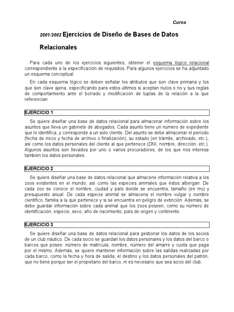 Bases Ejercicios | PDF | Bases de datos | Base de datos relacional
