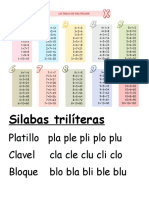 Silabas trilíteras y tabla de multiplicacion