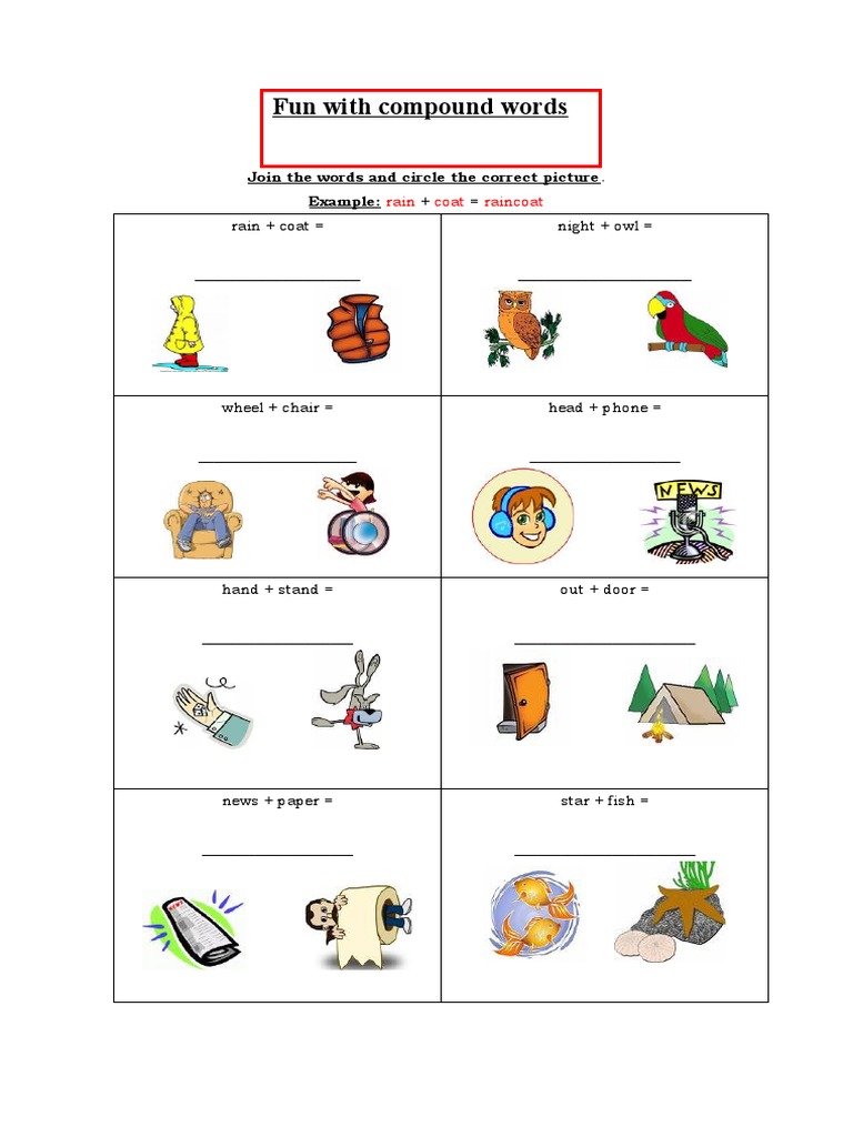 Fun With Compound Words: Join The Words and Circle The Correct Picture ...