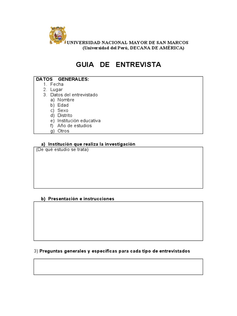 Modelo Guia de Entrevista | PDF