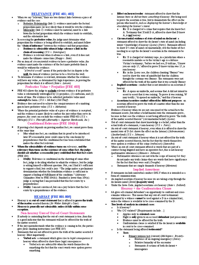 Evidence Attack Download Free PDF Federal Rules Of Evidence Hearsay