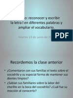 Objetivo: Reconocer y Escribir La Letra L en Diferentes Palabras y Ampliar El Vocabulario