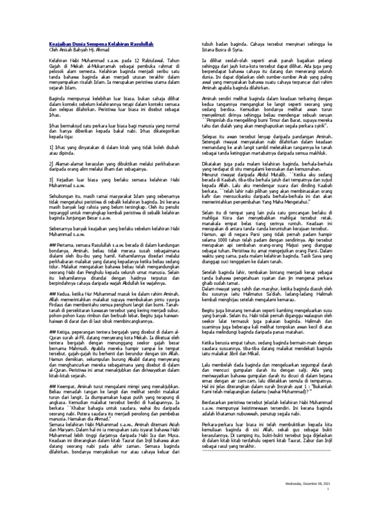 Keajaiban Dunia Sempena Kelahiran Rasulullah Pdf