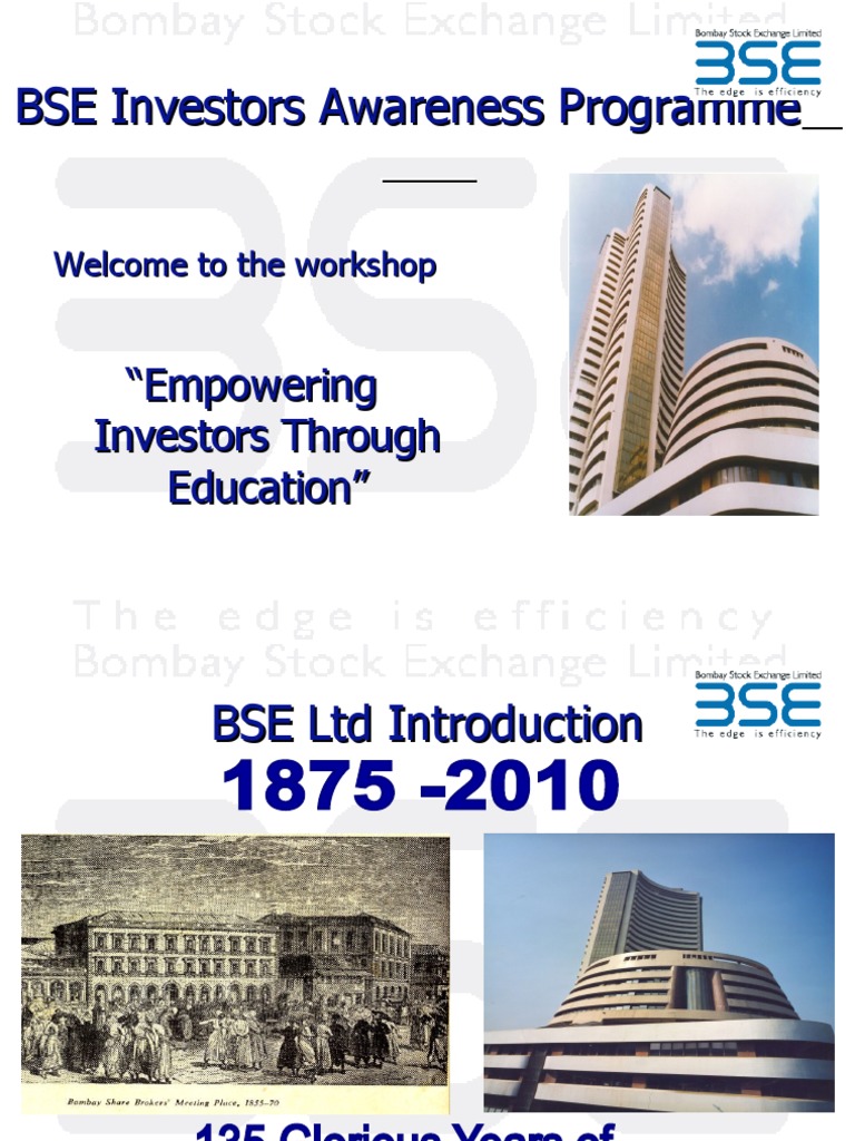 BSE Investor Awareness Workshop Guide | PDF | Exchange Traded Fund ...
