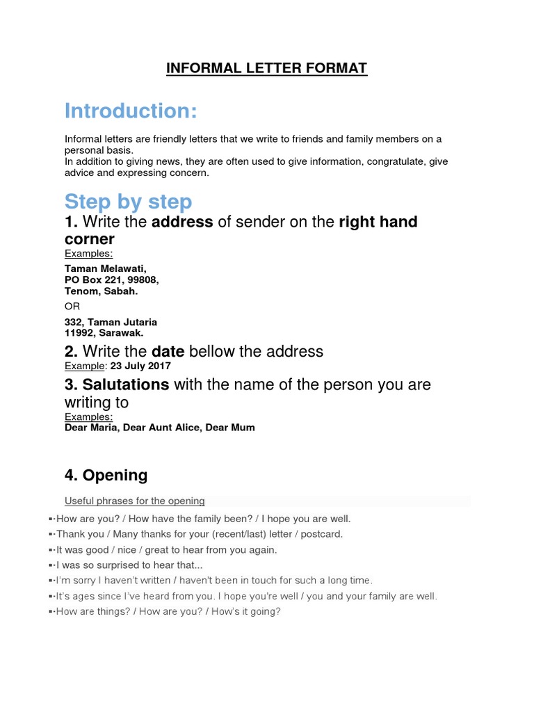 PT3 Informal Letter Format | PDF