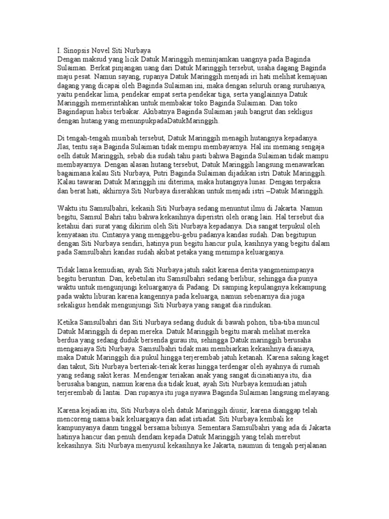 SINOPSIS Novel Siti Nurbaya