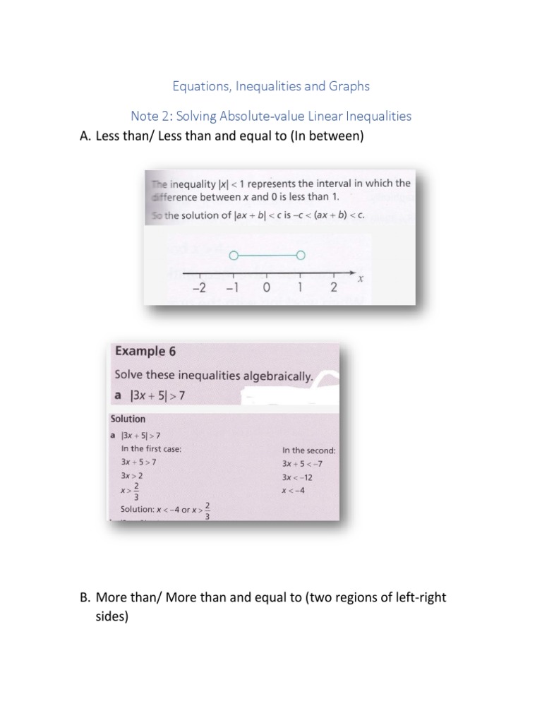 Equations, Inequalities and Graphs Note 2 | PDF