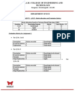 Department of Ece: ASSIGNMENT I - QUIZ - Marks Allocation and Evaluation Rubrics