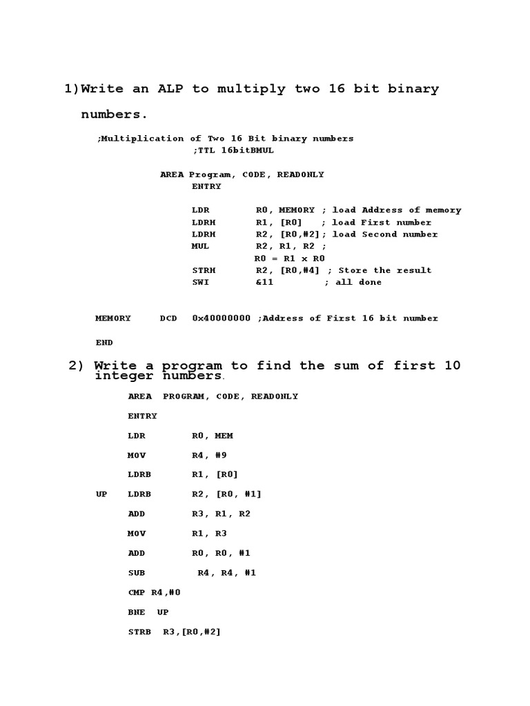Assembly Language Programs Overview | PDF | Pointer (Computer ...