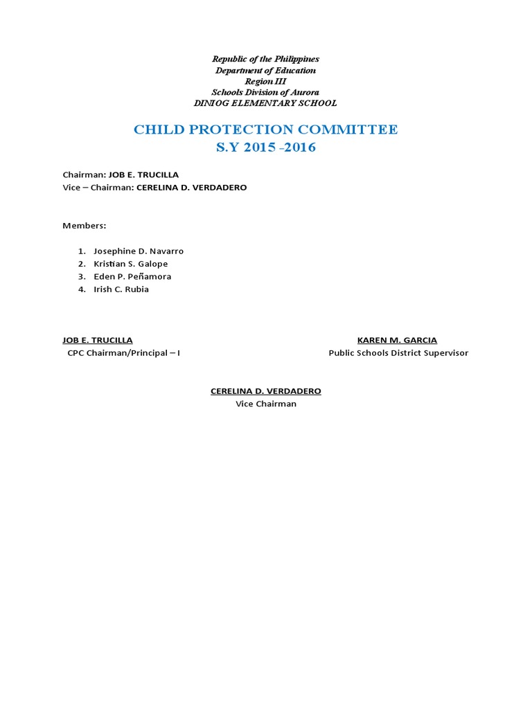 Child Protection Committee 2015-2016 | PDF