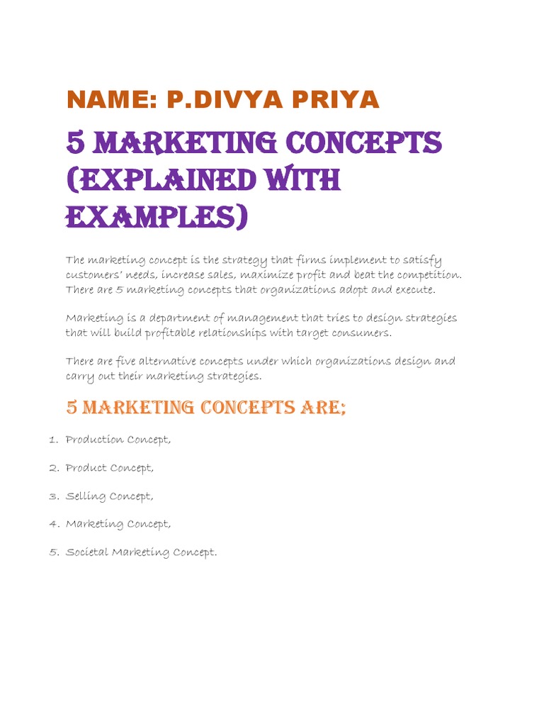 Assignment Marketing Concept Pdf Pdf Marketing Usb Flash Drive