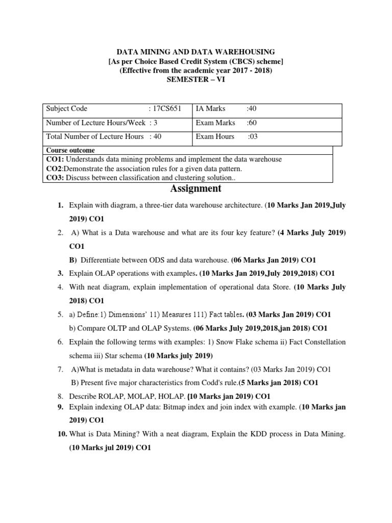 Data Mining and Warehousing Overview | PDF | Data Warehouse ...