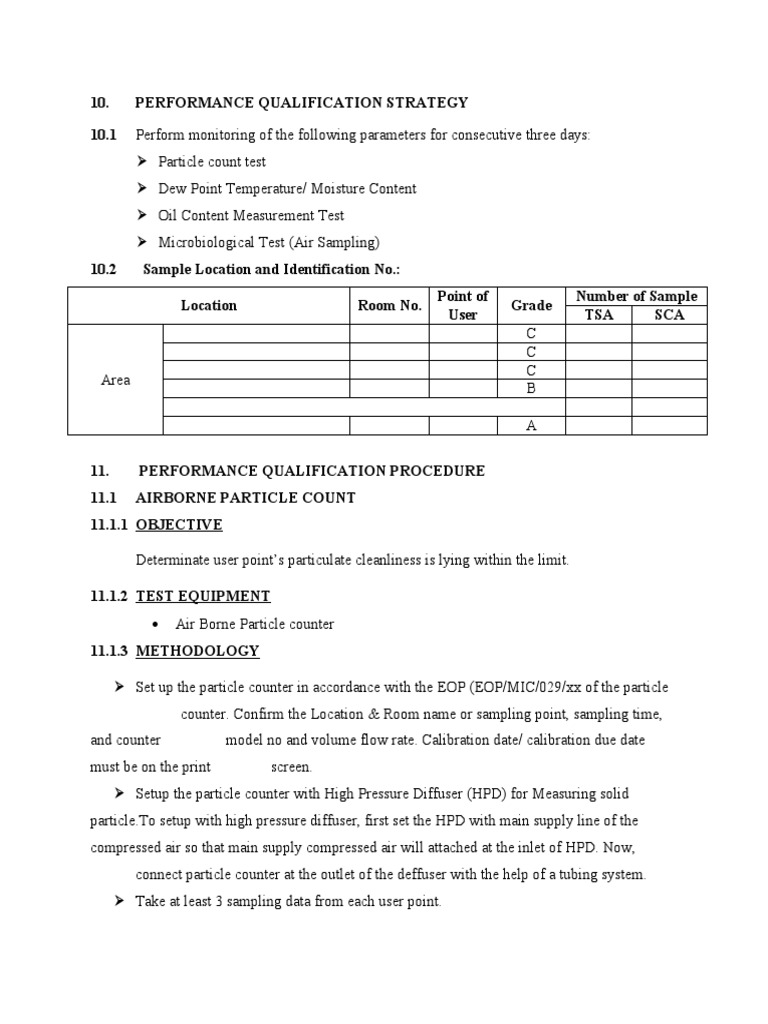 Compressed Air Testing Procedure Pdf Calibration Chemistry