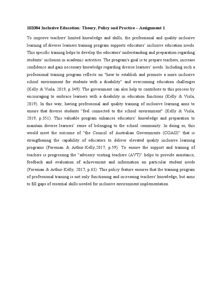 Inclusive Education Training for Teachers | PDF | Career & Growth ...