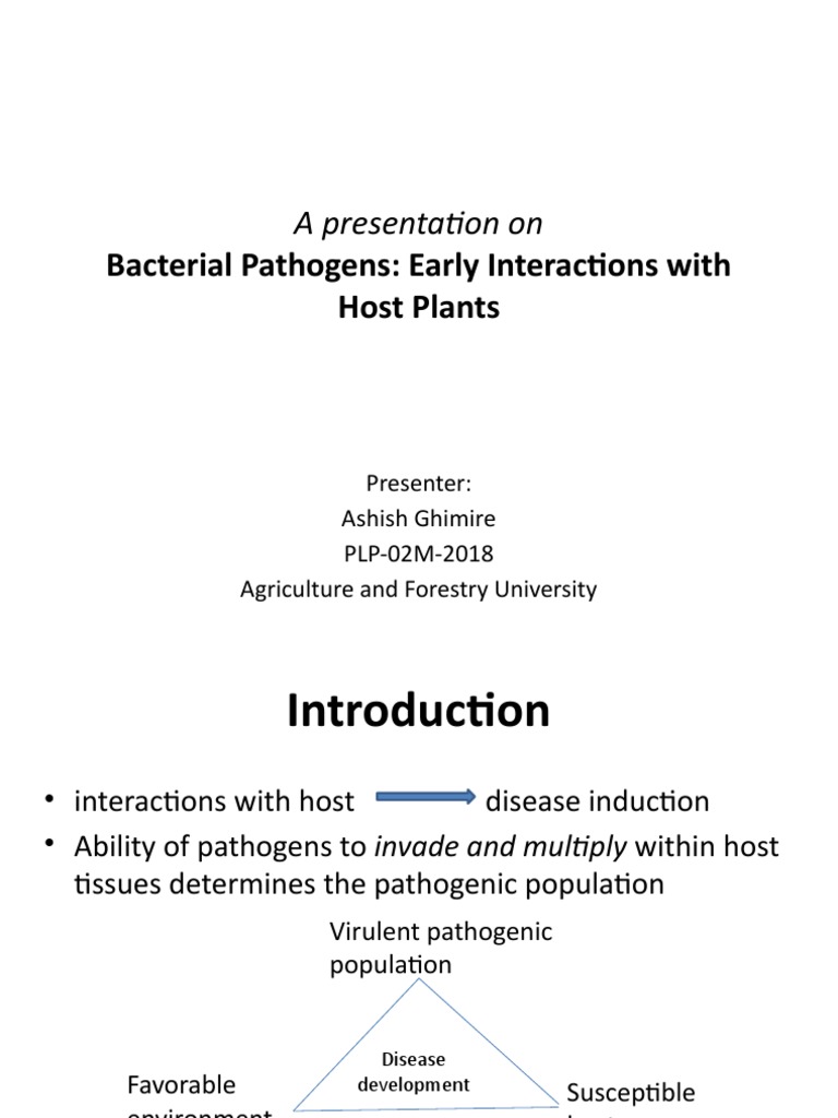 Bacterial Pathogens: Early Interactions With Host Plants: A ...