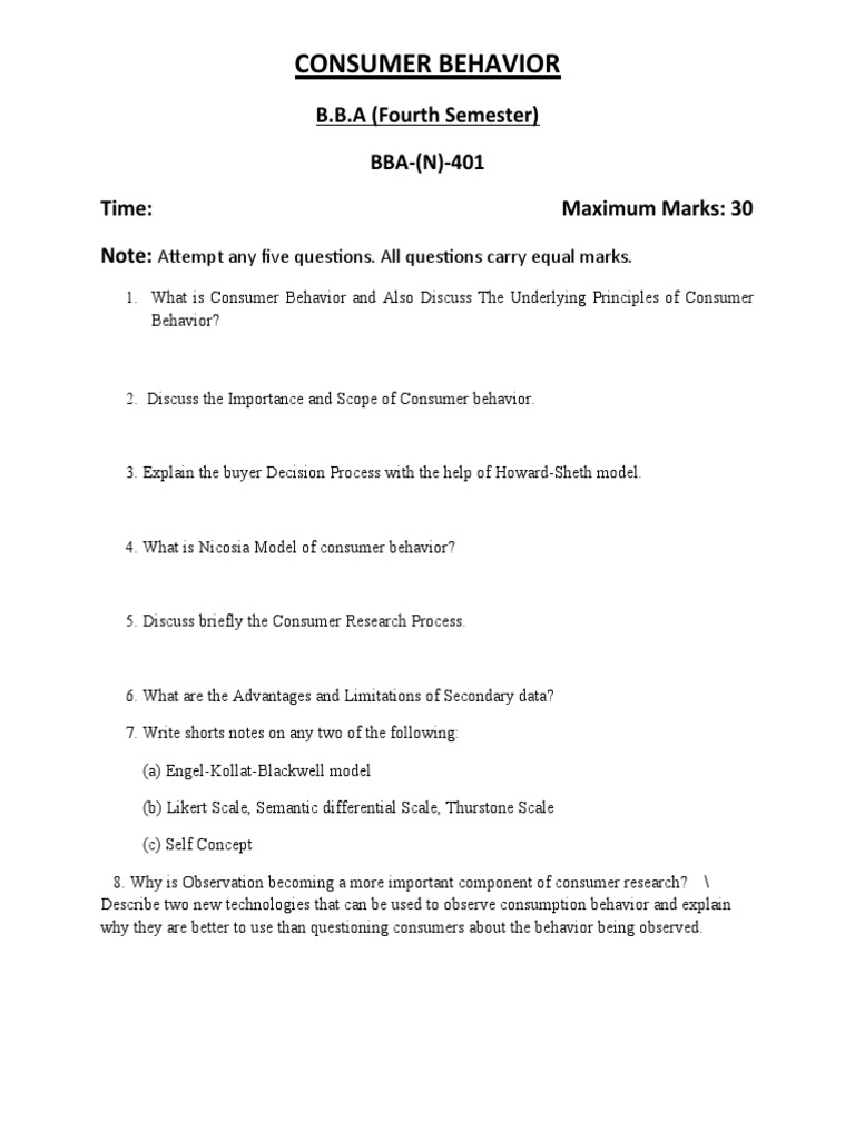 Consumer Behavior Exam Guide | PDF