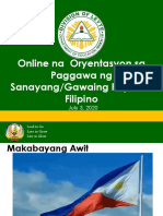 Online Na Oryentasyon Sa Paggawa NG Sanayang/Gawaing Papel Sa Filipino