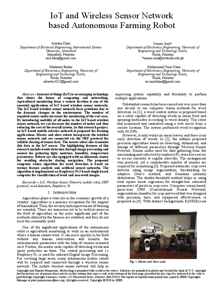 Iot and Wireless Sensor Network Based Autonomous Farming Robot | PDF ...