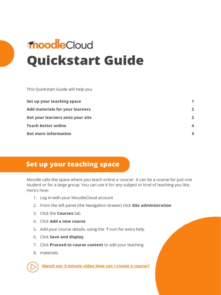 MoodleCloud Quickstart Guide | PDF | Moodle | Massive Open Online Course