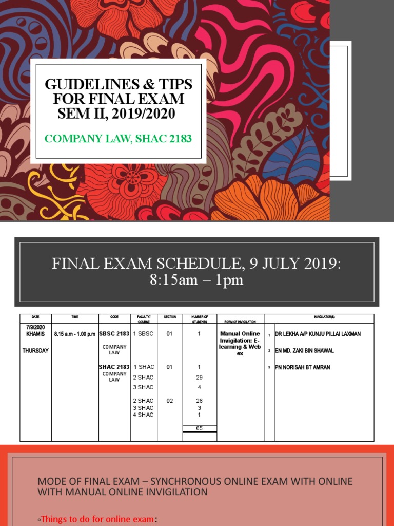 GUIDELINES & TIPS FOR FINAL EXAM Sem II | PDF | Test (Assessment ...