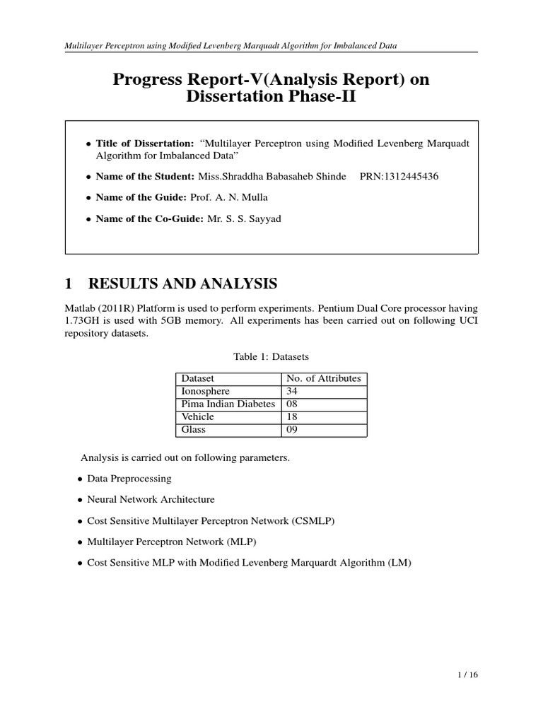 Progress ReportV (Analysis Report) On Dissertation PhaseII PDF