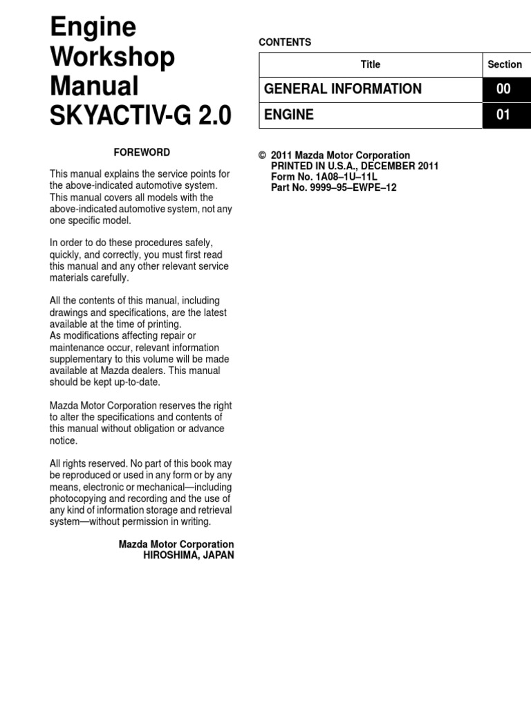 Engine Workshop Manual Skyactiv G 2 0 Pdf Piston Valve