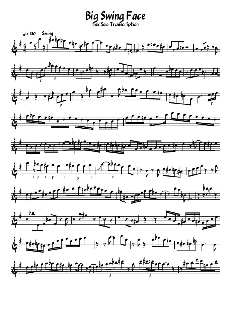 Big Swing Face: Sax Solo Transcription | PDF