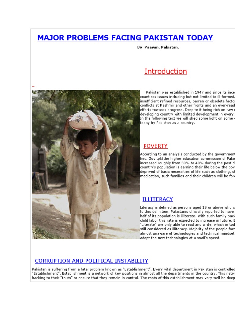 Major Problems Facing Pakistan Today | PDF | Literacy | Pakistan