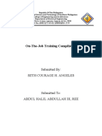 On-The-Job Training Compilation: Submitted By: Seth Courage H. Angeles