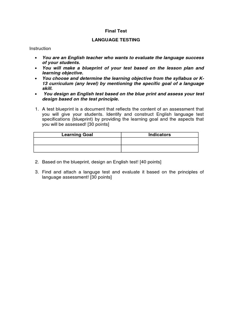 UAS Language Test Blueprint Guide | PDF | Career & Growth | Art