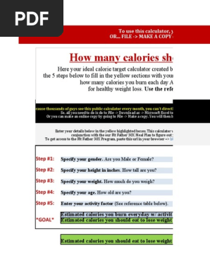 Fit Father Calorie Calculator 2019 Weight Loss Microsoft Excel