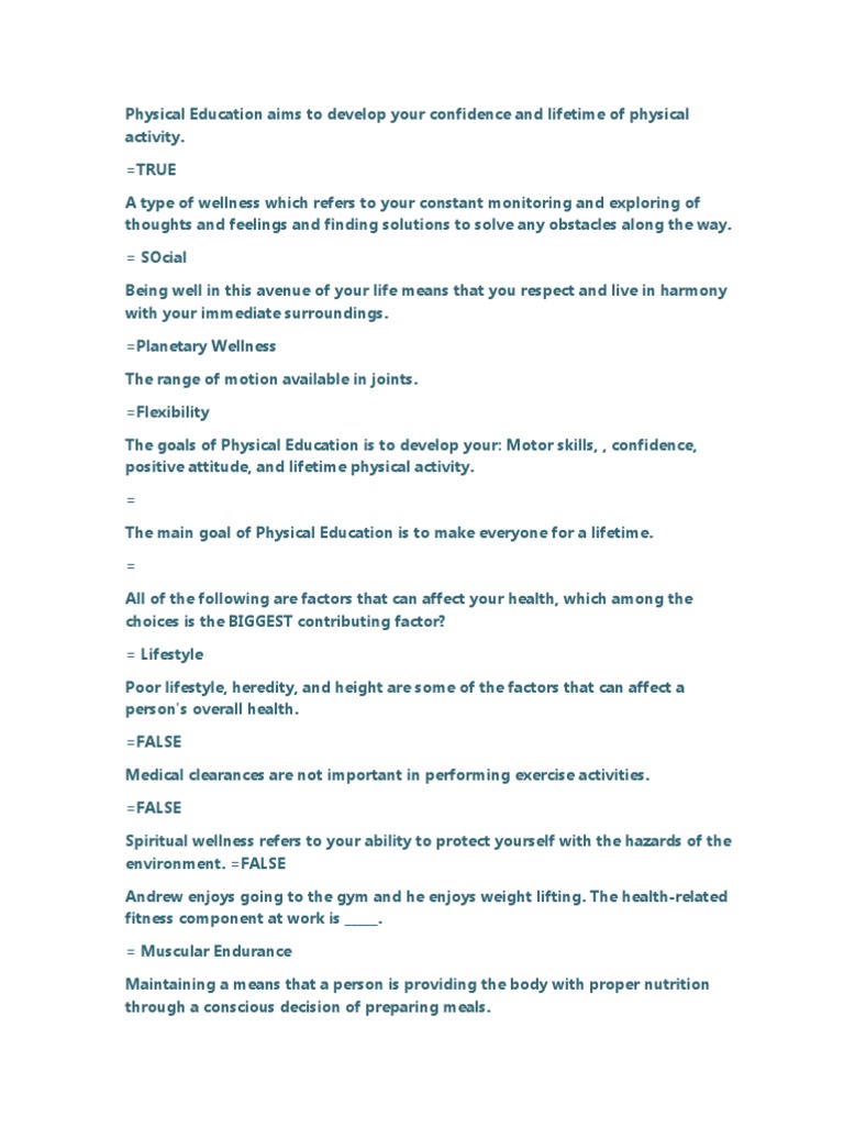 Goals of Physical Education Explained | PDF