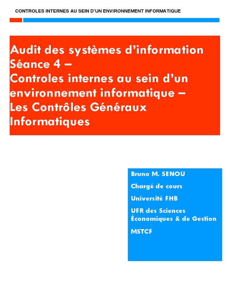 Contrôles Généraux Informatiques en TI | PDF | Sécurité | Informatique