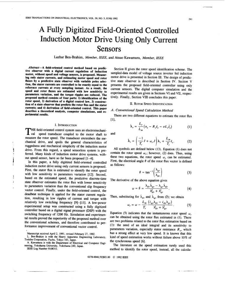 Sensorless Induction Motor Control | PDF | Electric Motor | Electrical ...