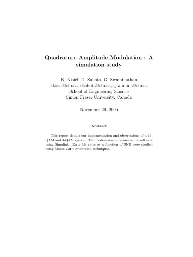 Quadrature Amplitude Modulation (A Simulation Study) | PDF | Modulation ...