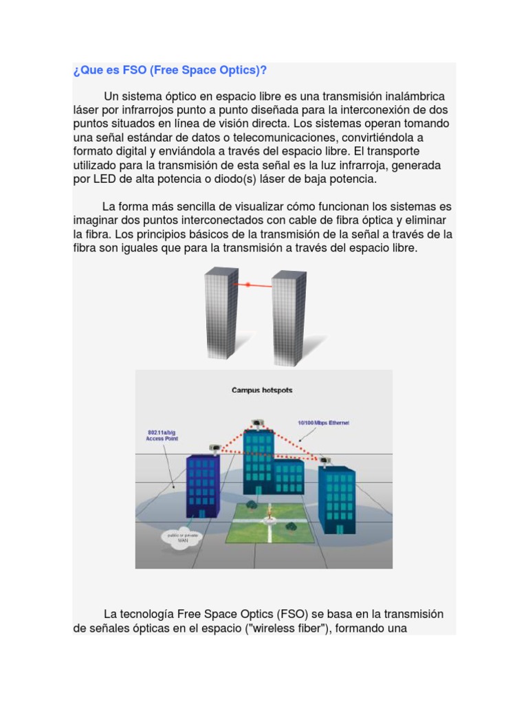 Que Es FSO | PDF | Inalámbrico | Telecomunicaciones