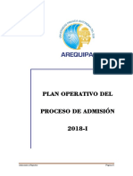 Plan Operativo Del Proceso de Admision 2018 I