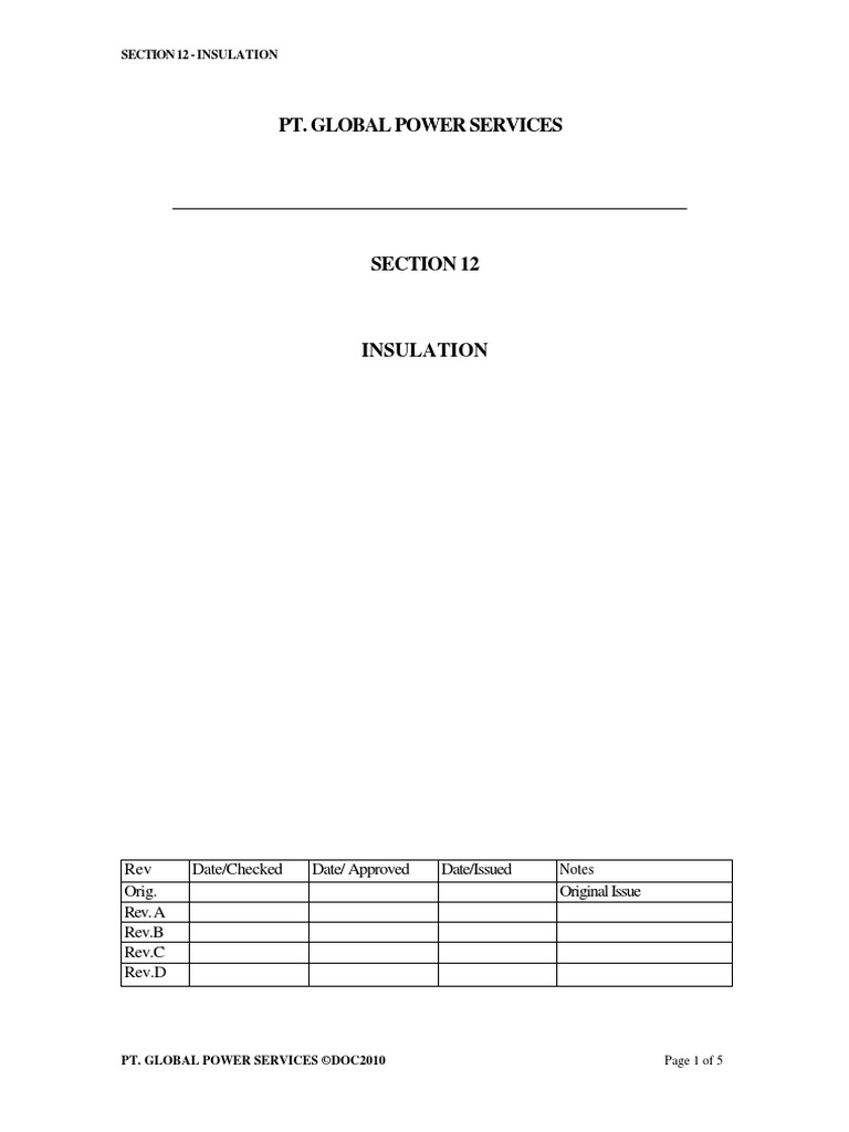 Pt. Global Power Services Section 12 Insulation PDF Thermal