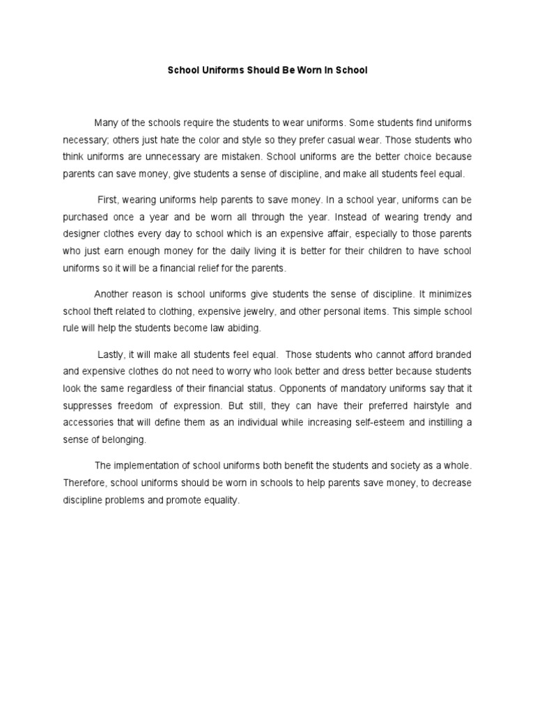 School Uniforms Benefits Parents Students Society PDF