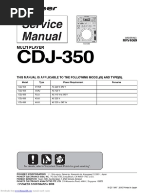 Pioneer CDJ-350 本体 説明書 各ケーブル CD-rom Pioneer CDJ – 350 | DJ ProMixer
