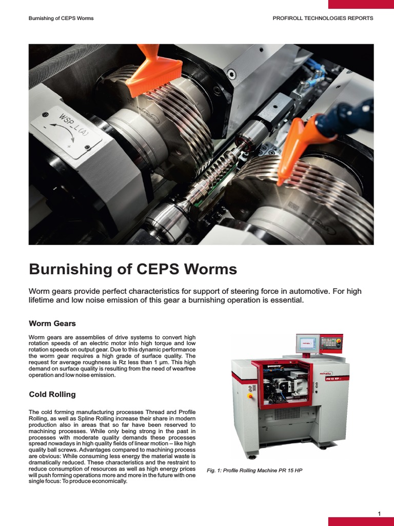 CEPS Burnishing of Steering Worms PDF Gear Steering