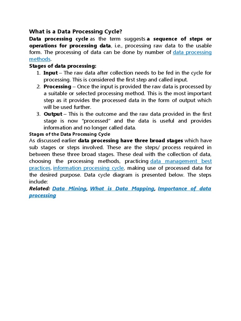 Data Processing Cycle | PDF | Data | Data Processing