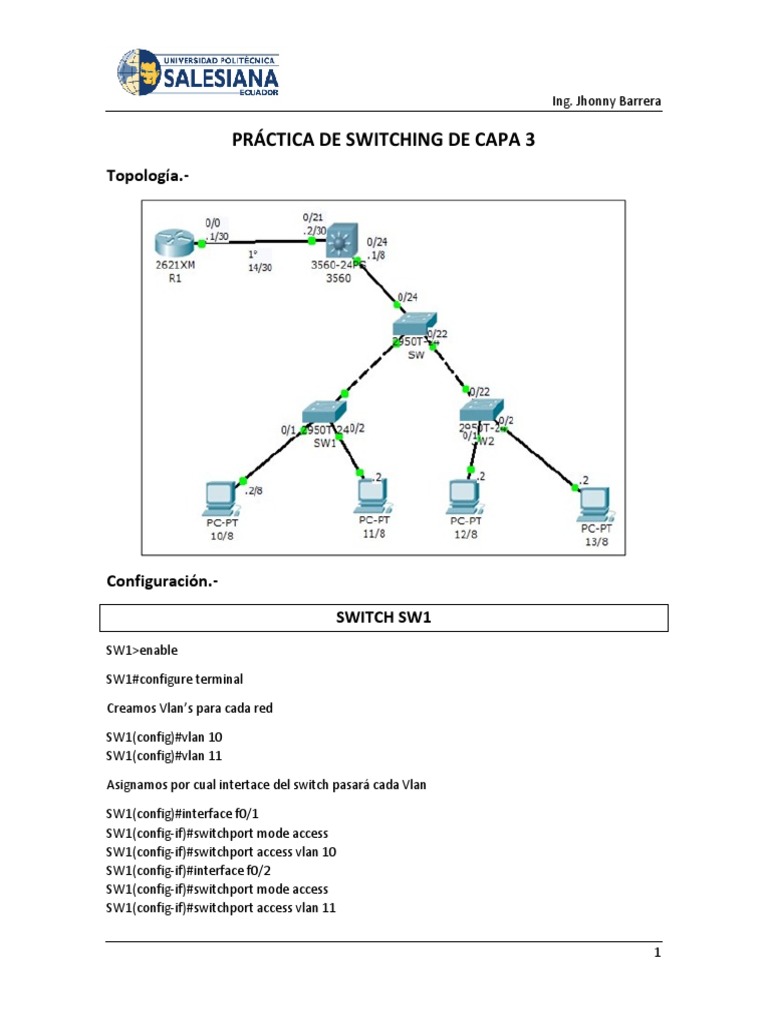 Configuración de Switches Capa 3 en Packet Tracer | PDF | Enrutador ...