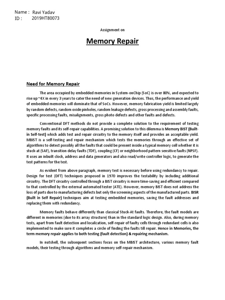 Memory Repair Techniques in SoCs | PDF | Computer Data Storage ...