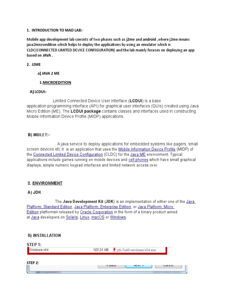 1 Introduction To Mad Lab | PDF | Java (Programming Language) | Mobile ...