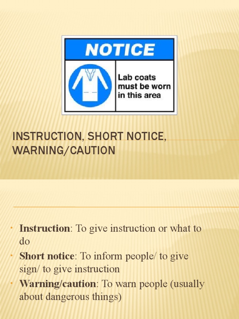 Instruction, Short Notice, Warning | PDF | Home & Garden