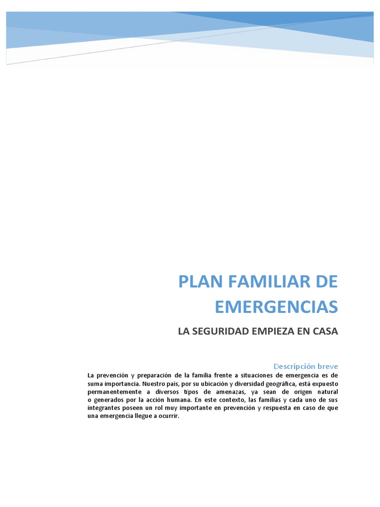Plan Familiar de Emergencias Efectivo | PDF | Salud y bienestar | Medicina