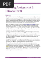 Reading Assignment I: Intro To Swift: Objective