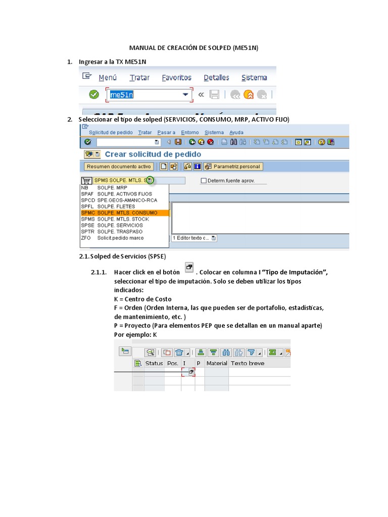 Manual de Creación de Solped en SAP | PDF | Contabilidad | Economias